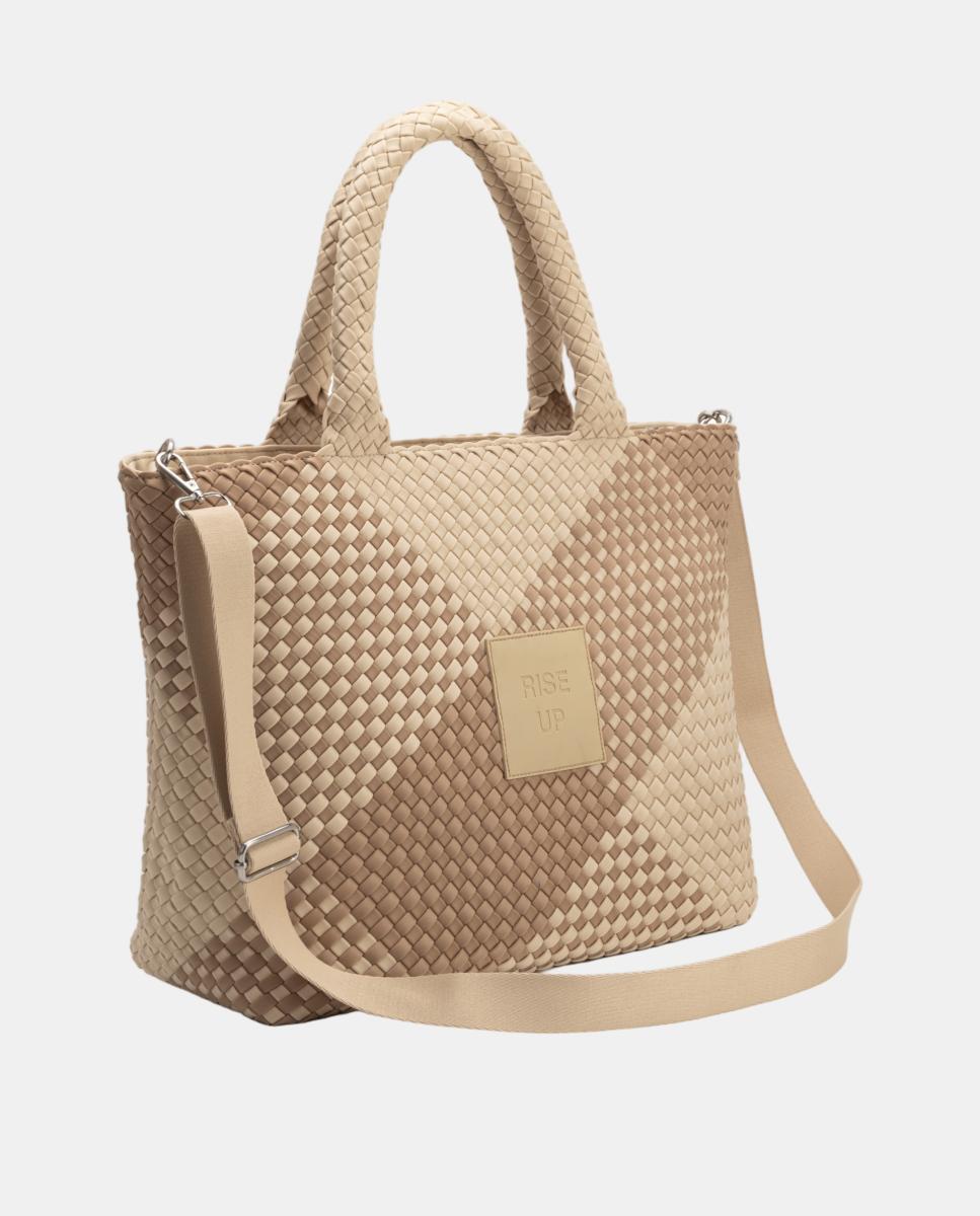 Bolso de hombro grande de neopreno con acabado trenzado - Verb to do - Beige Beige-2
