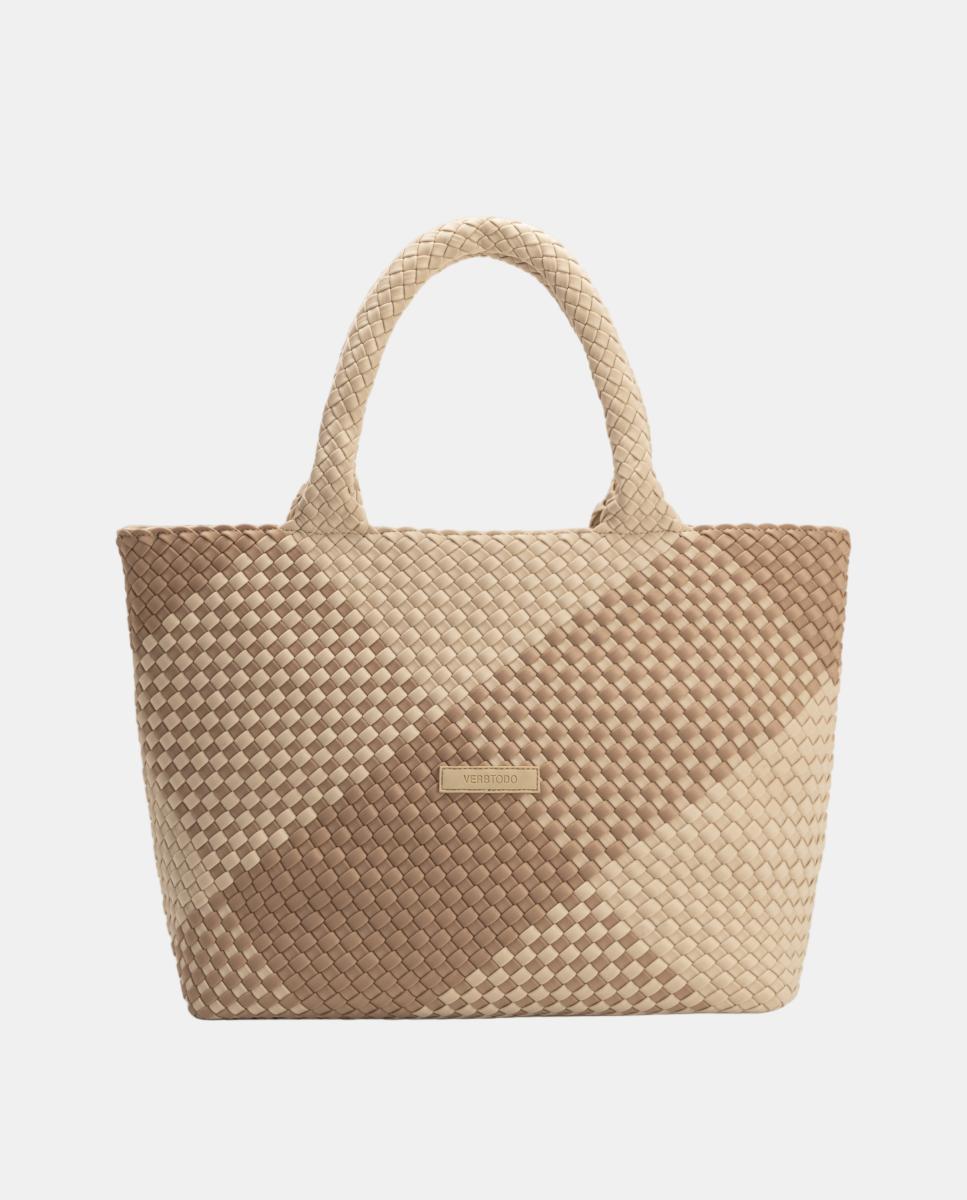 Bolso de hombro grande de neopreno con acabado trenzado - Verb to do - Beige Beige-3