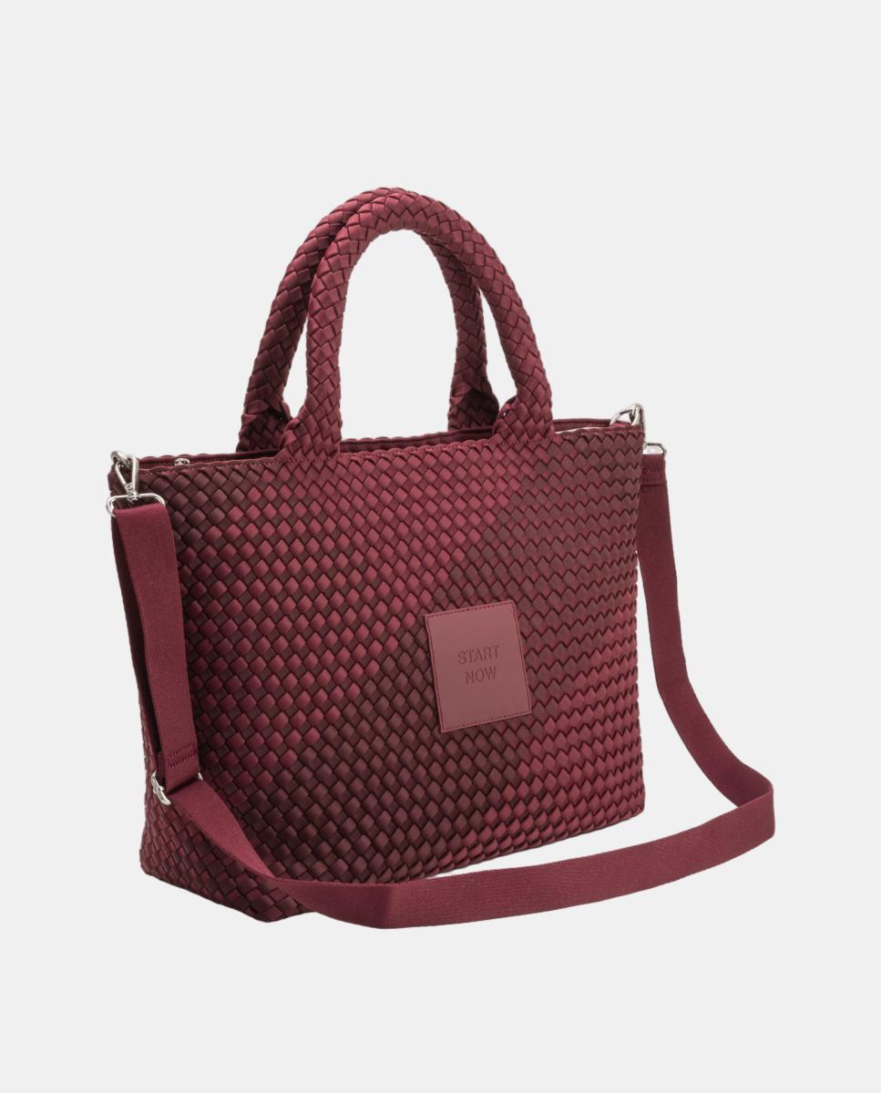 Bolso de hombro grande de neopreno con acabado trenzado - Verb to do - Granate Granate-2