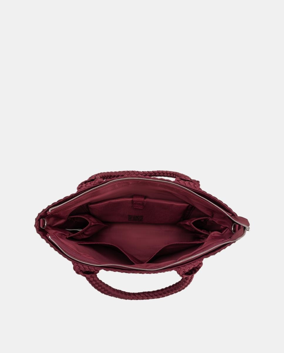 Bolso de hombro grande de neopreno con acabado trenzado - Verb to do - Granate Granate-4