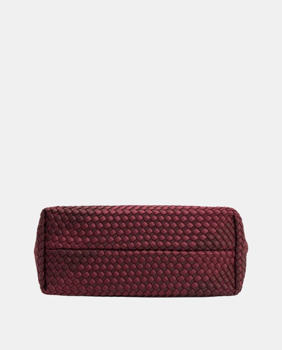 Bolso de hombro grande de neopreno con acabado trenzado - Verb to do - Granate Granate-5
