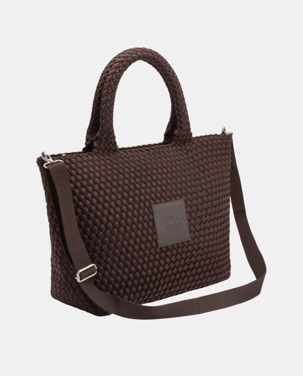Bolso de hombro grande de neopreno con acabado trenzado - Verb to do - Marrón Marrón-2