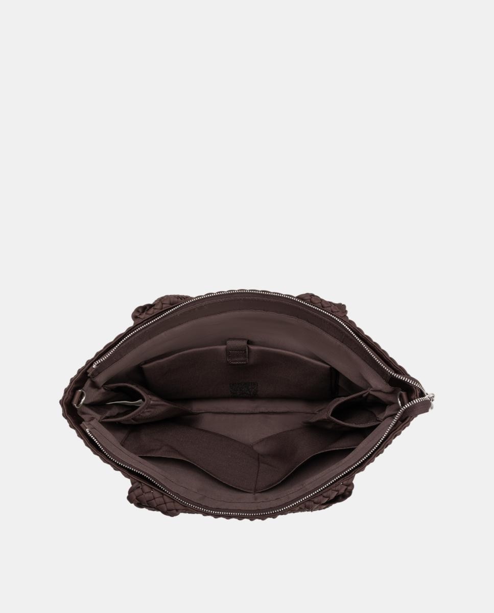 Bolso de hombro grande de neopreno con acabado trenzado - Verb to do - Marrón Marrón-4