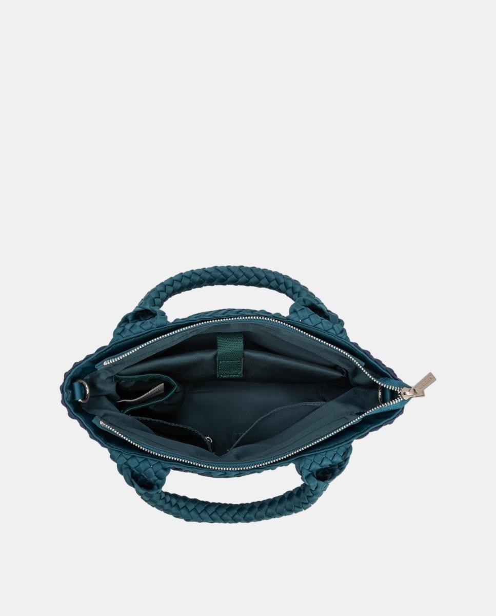 Mala a Tiracolo de Neopreno Entrançado com Alça Comprida Azul-marinho-4