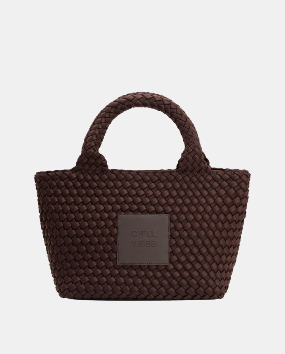 Imagen 0 de Bolso bandolera de neopreno trenzado con asa larga Marrón oscuro
