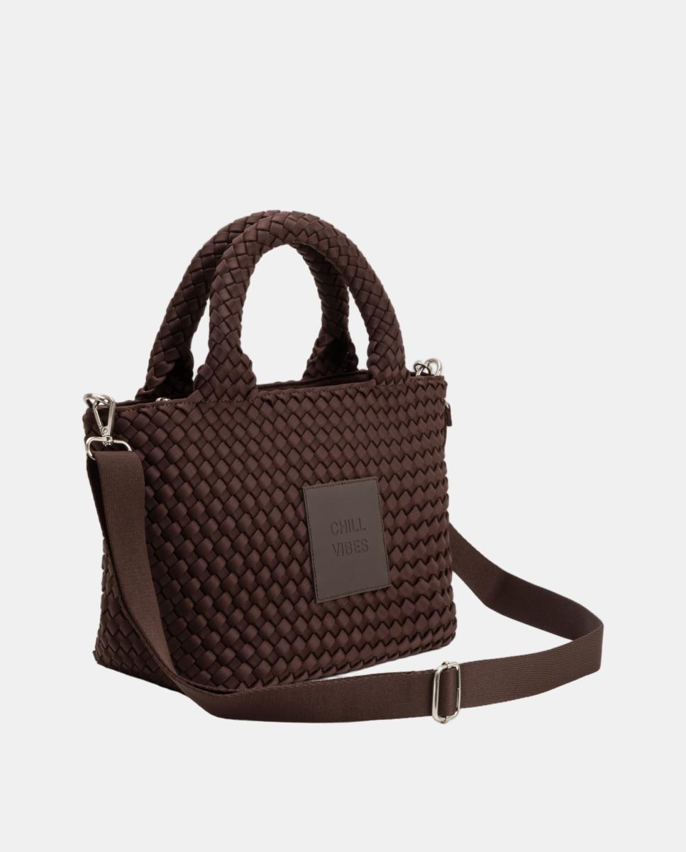Bolso bandolera de neopreno trenzado con asa larga - Verb to do - Marrón oscuro Marrón oscuro-2