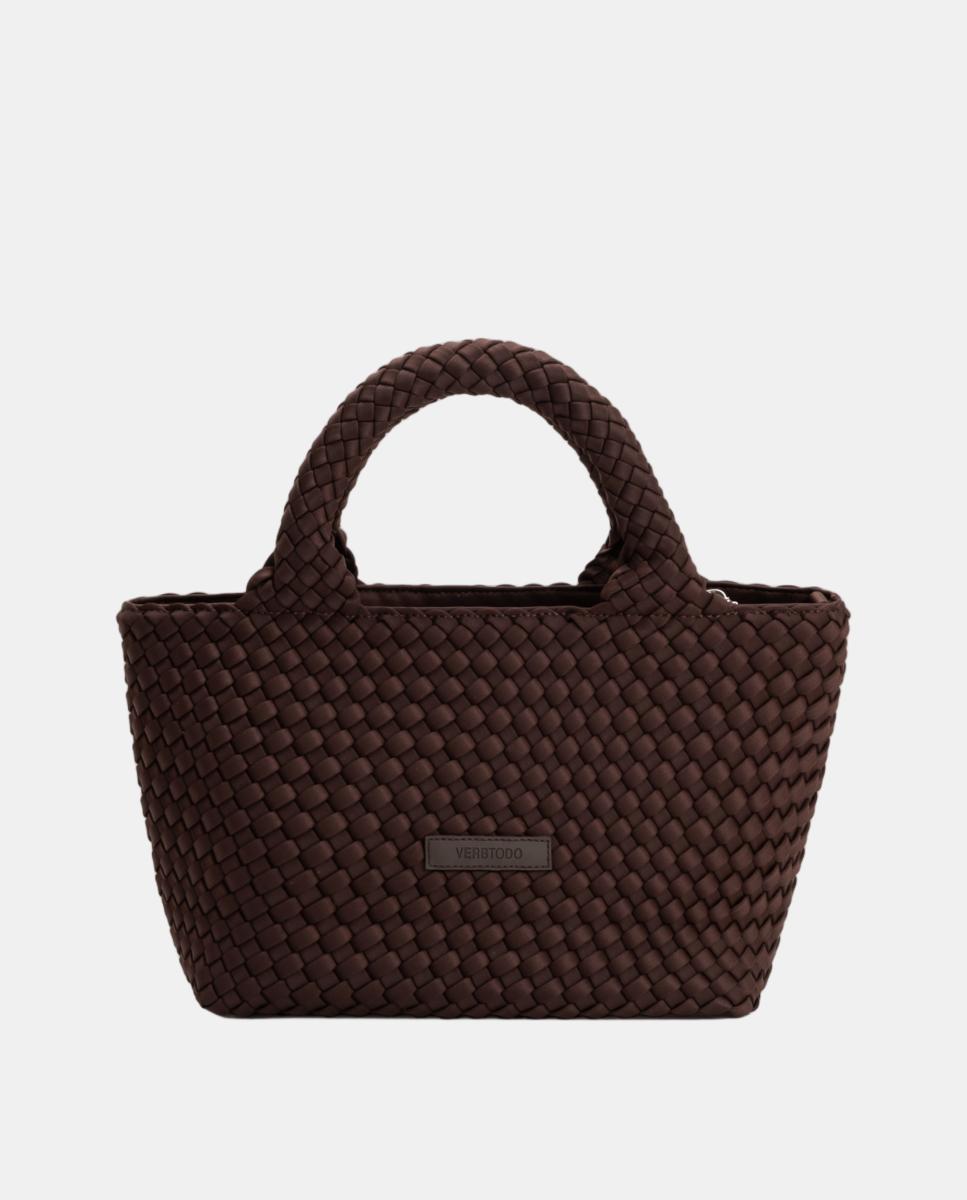 Bolso bandolera de neopreno trenzado con asa larga - Verb to do - Marrón oscuro Marrón oscuro-3