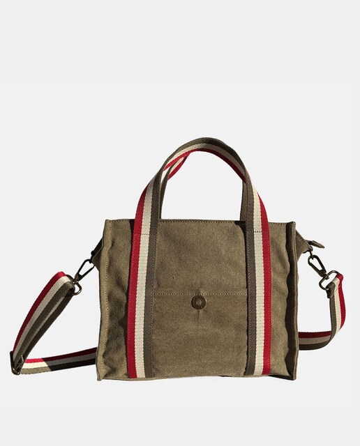 Imagen 0 de Bolso de mano mediano de tejido CANVAS tipo tote convertible a bandolera
