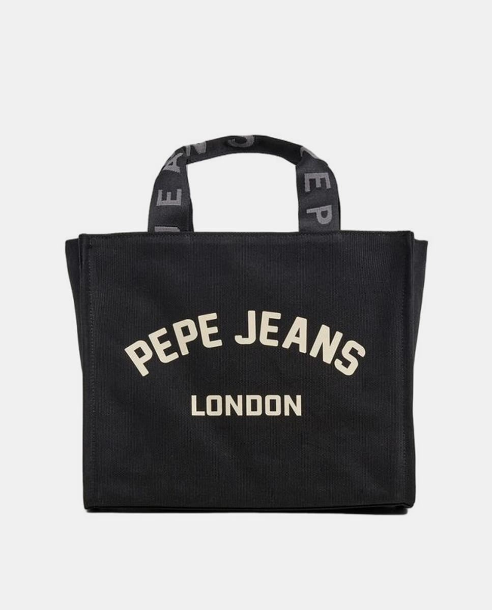 Imagem 0 de Mala a Tiracolo Trisha de Lona Monocolor com Desenho Estampado, Alça Dupla e Logótipo Clássico em Relevo ou Estampado