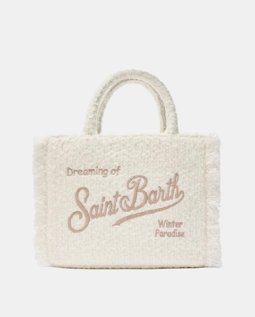 Imagem 0 de Mala Grande sem Estrutura com Alça de Tiracolo Desmontável de Poliéster e Lã e Logótipo Bordado em Contraste à Frente - Bege