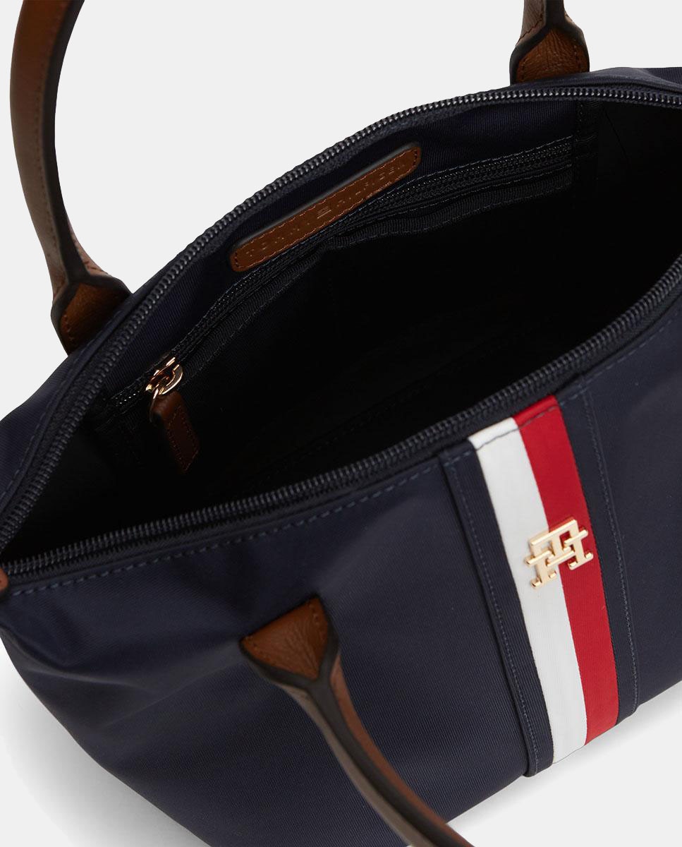 Mala Tipo Tote Mini com Detalhe da Marca - Azul-Marinho Azul-marinho-3