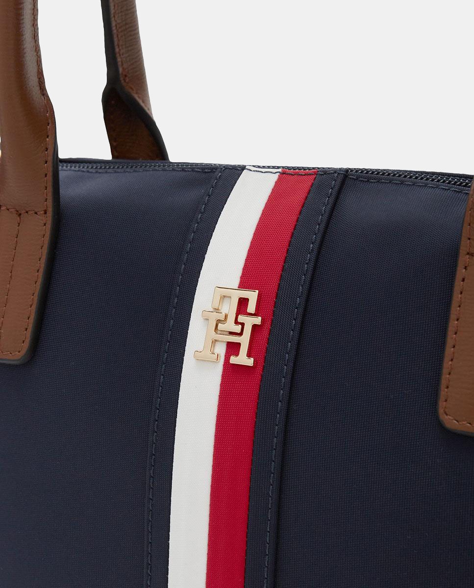Mala Tipo Tote Mini com Detalhe da Marca - Azul-Marinho Azul-marinho-4