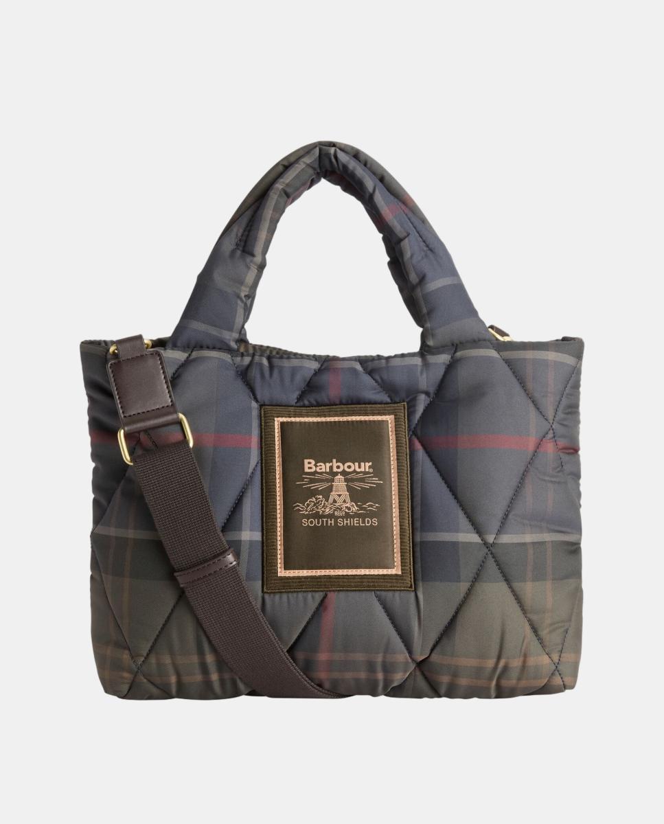 Imagen 0 de Bolso de mano de tartan acolchado Verde