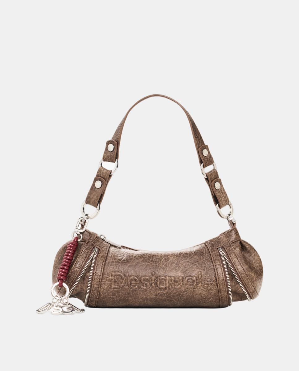 Imagen 0 de Bolso half logo hombro mediano efecto piel Marrón