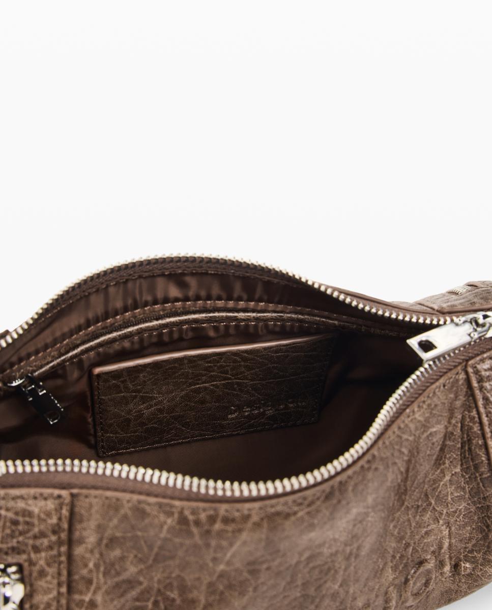 Bolso half logo hombro mediano efecto piel - Desigual - Marrón Marrón-4