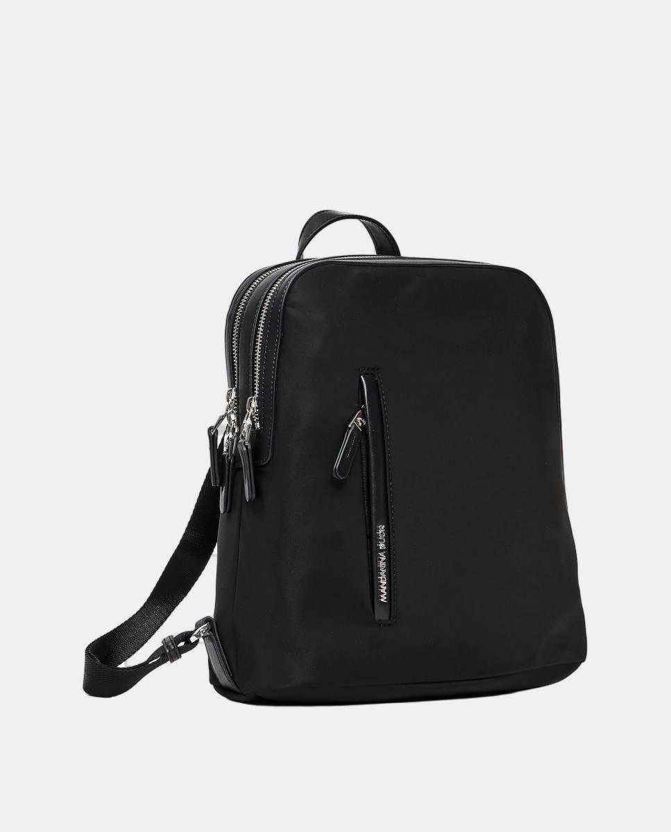 Mochila de nylon azul-marinho Preto-2