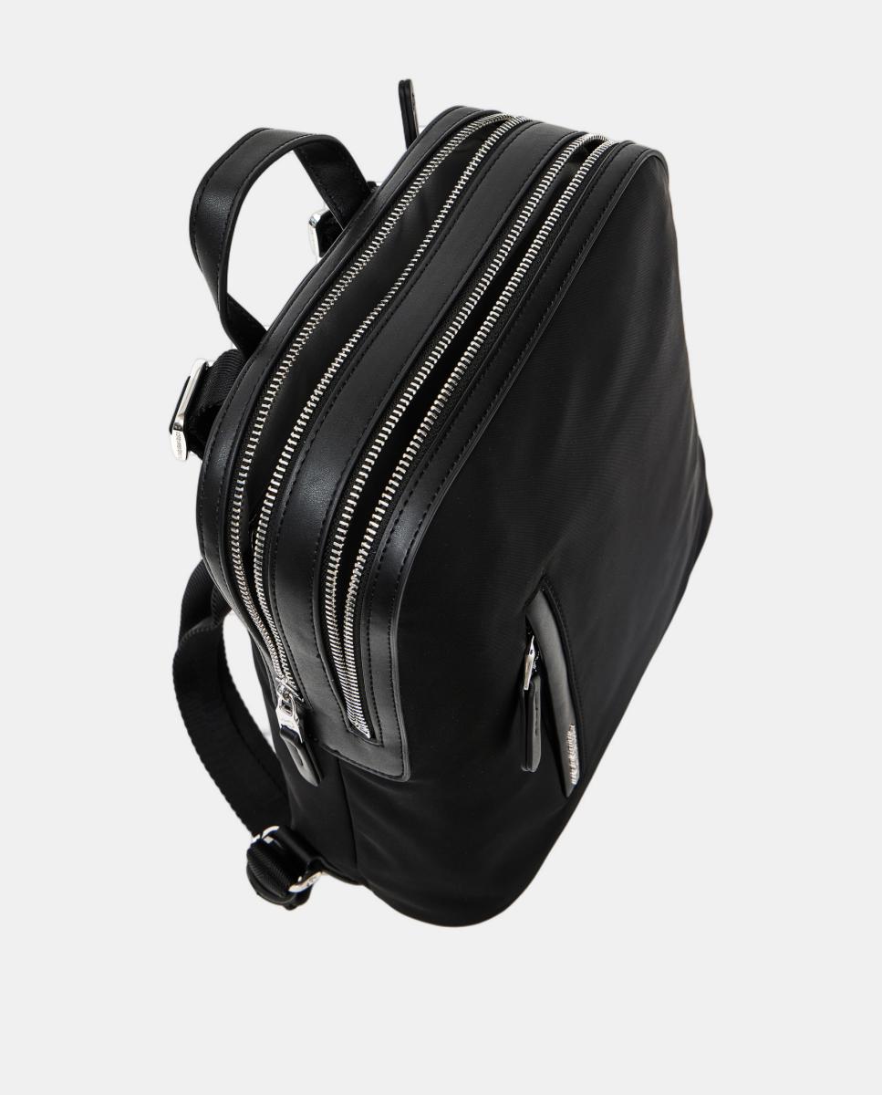 Mochila de nylon azul-marinho Preto-4