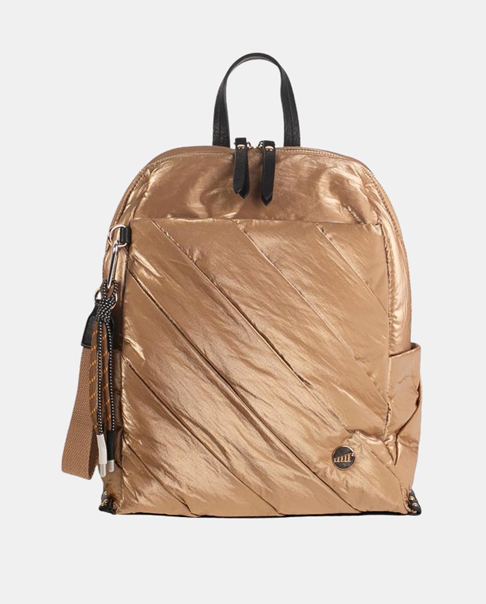 Mochila de Nylon com Fechos de Correr Ouro-1