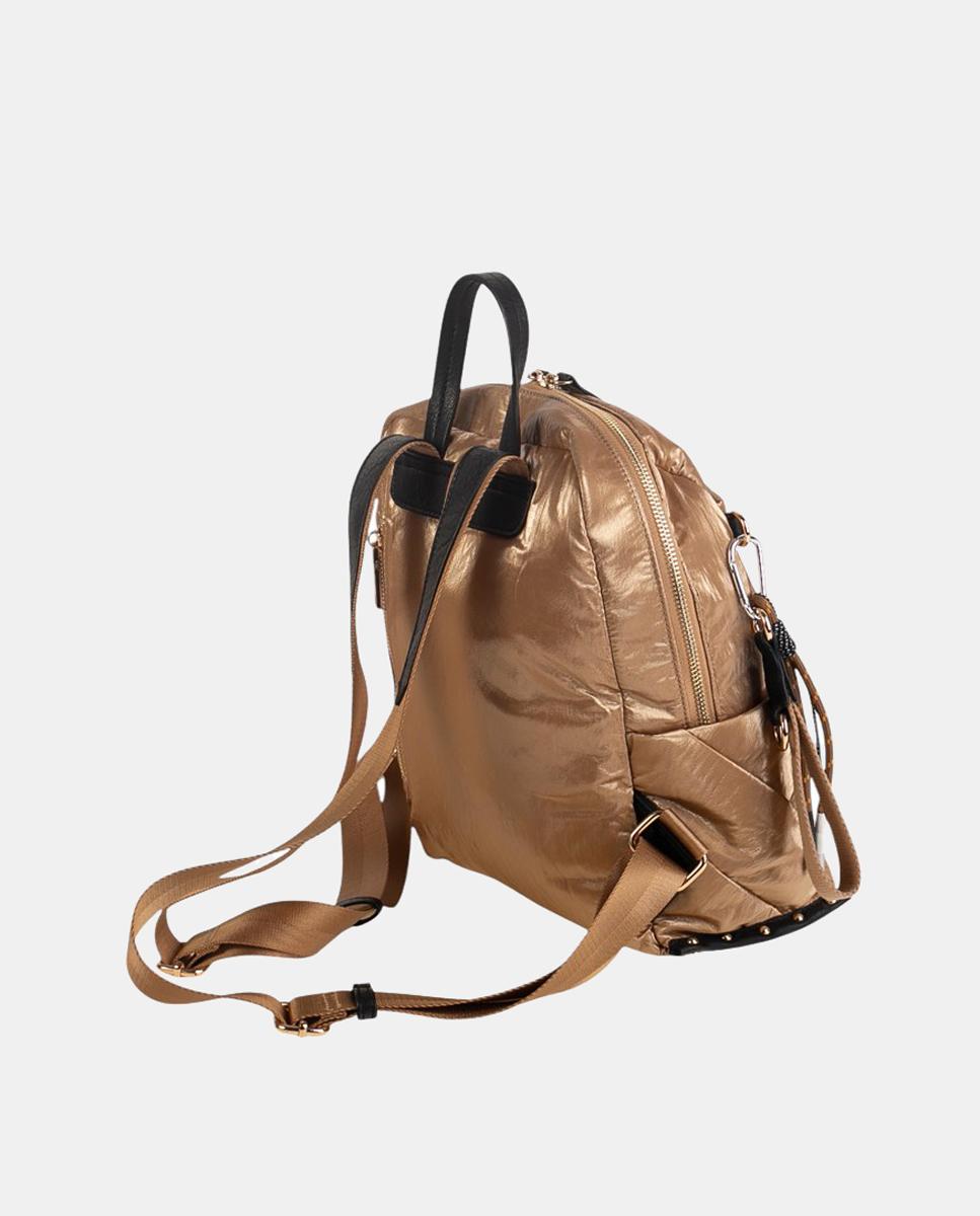 Mochila de Nylon com Fechos de Correr Ouro-2