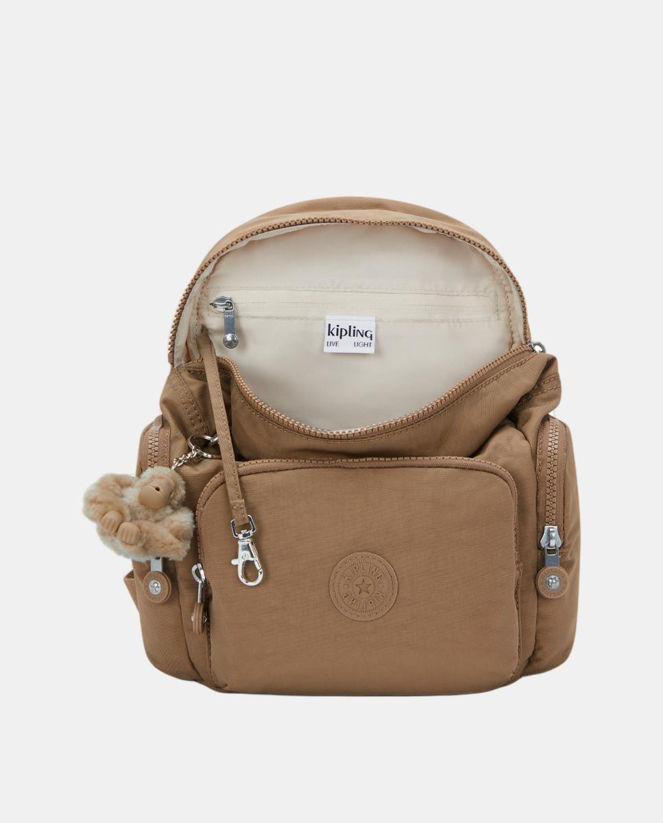 Mochila Mini com Bolsos e Correias Ajustáveis Camel-3