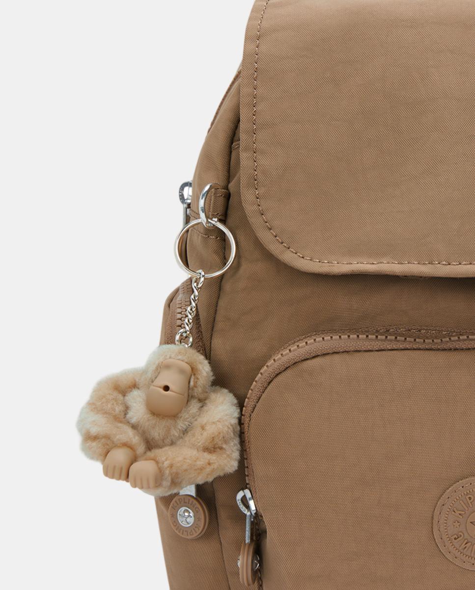 Mochila Mini com Bolsos e Correias Ajustáveis Camel-4
