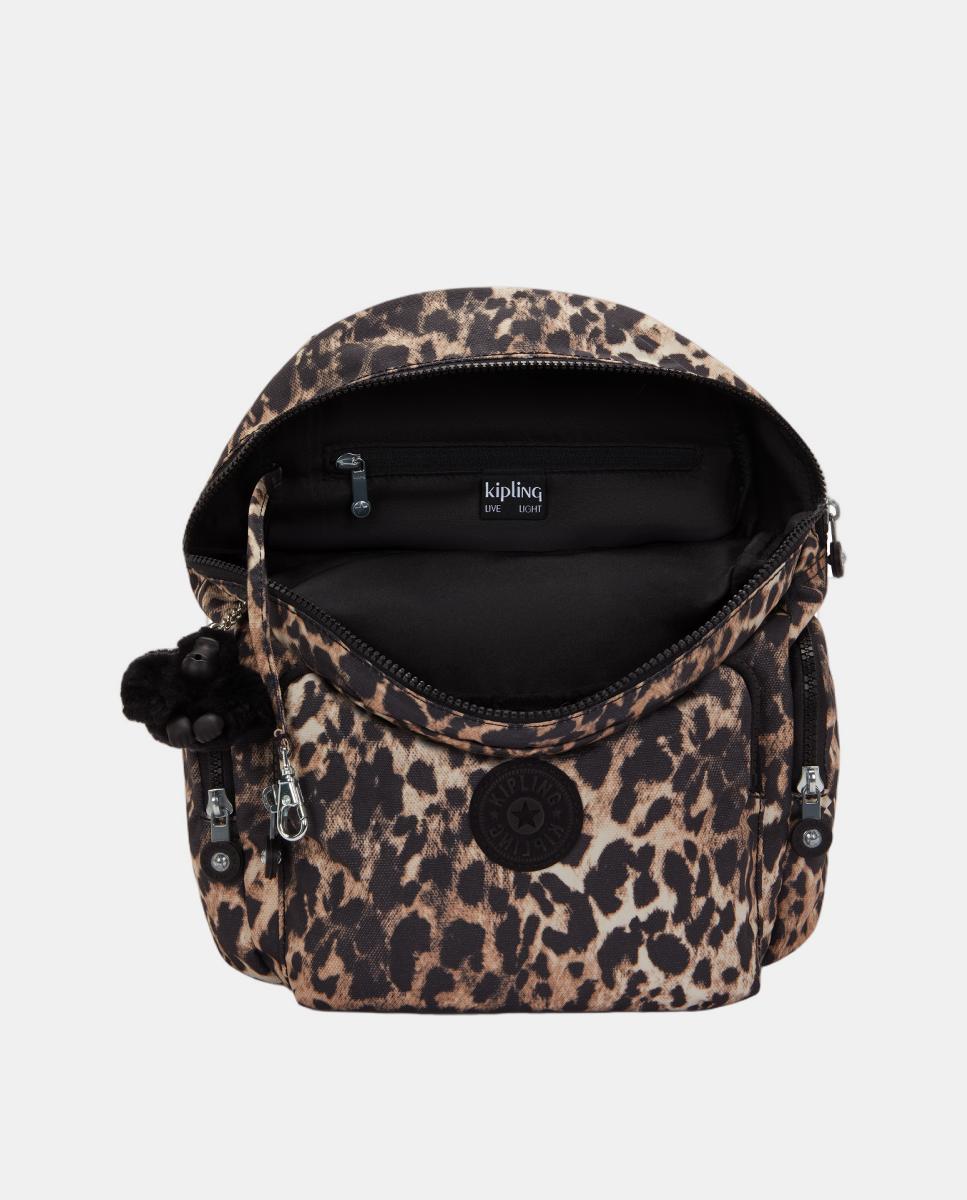 Mochila Pequena com Bolsos e Correias Ajustáveis Preto / Natural-2