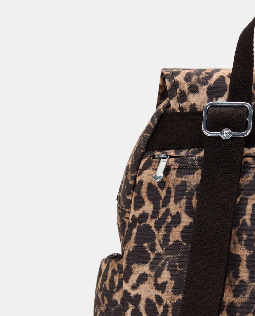 Mochila Pequena com Bolsos e Correias Ajustáveis Preto / Natural-3