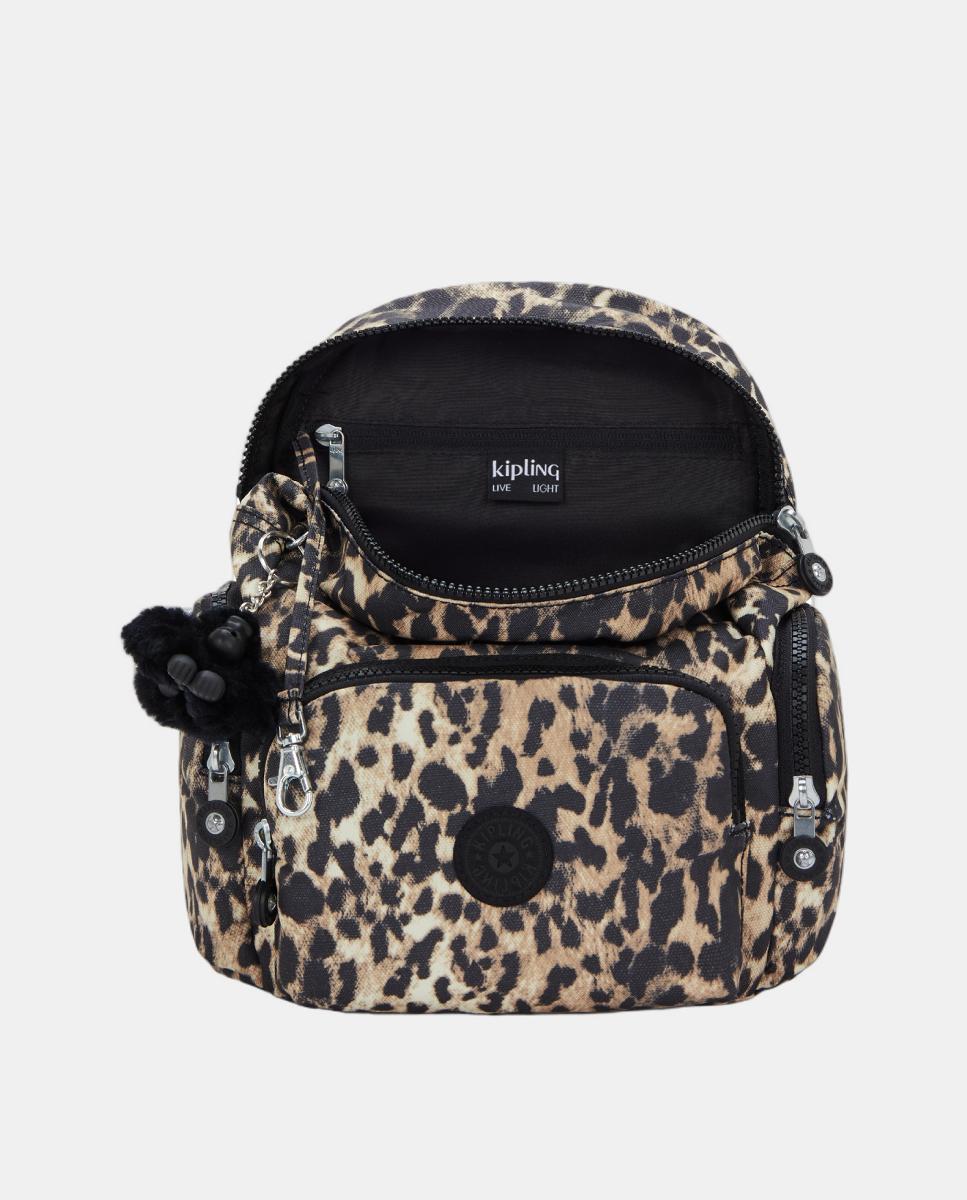 Mochila Mini com Bolsos e Correias Ajustáveis Preto / Natural-2