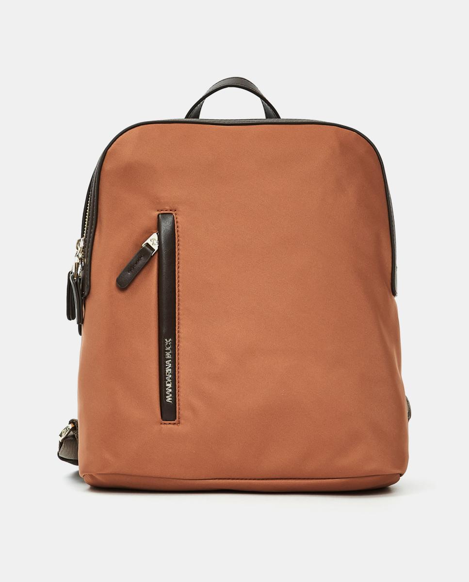 Mochila de nylon azul-marinho Castanho-1