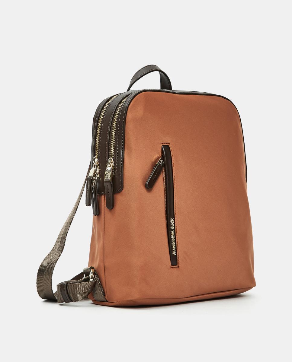 Mochila de nylon azul-marinho Castanho-2