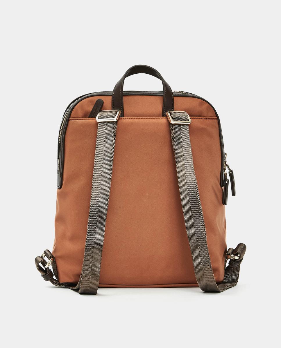 Mochila de nylon azul-marinho Castanho-3