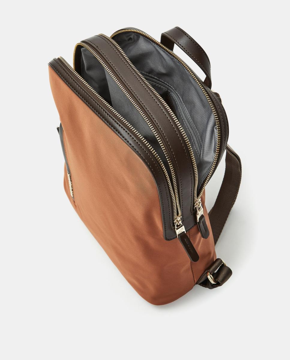 Mochila de nylon azul-marinho Castanho-4