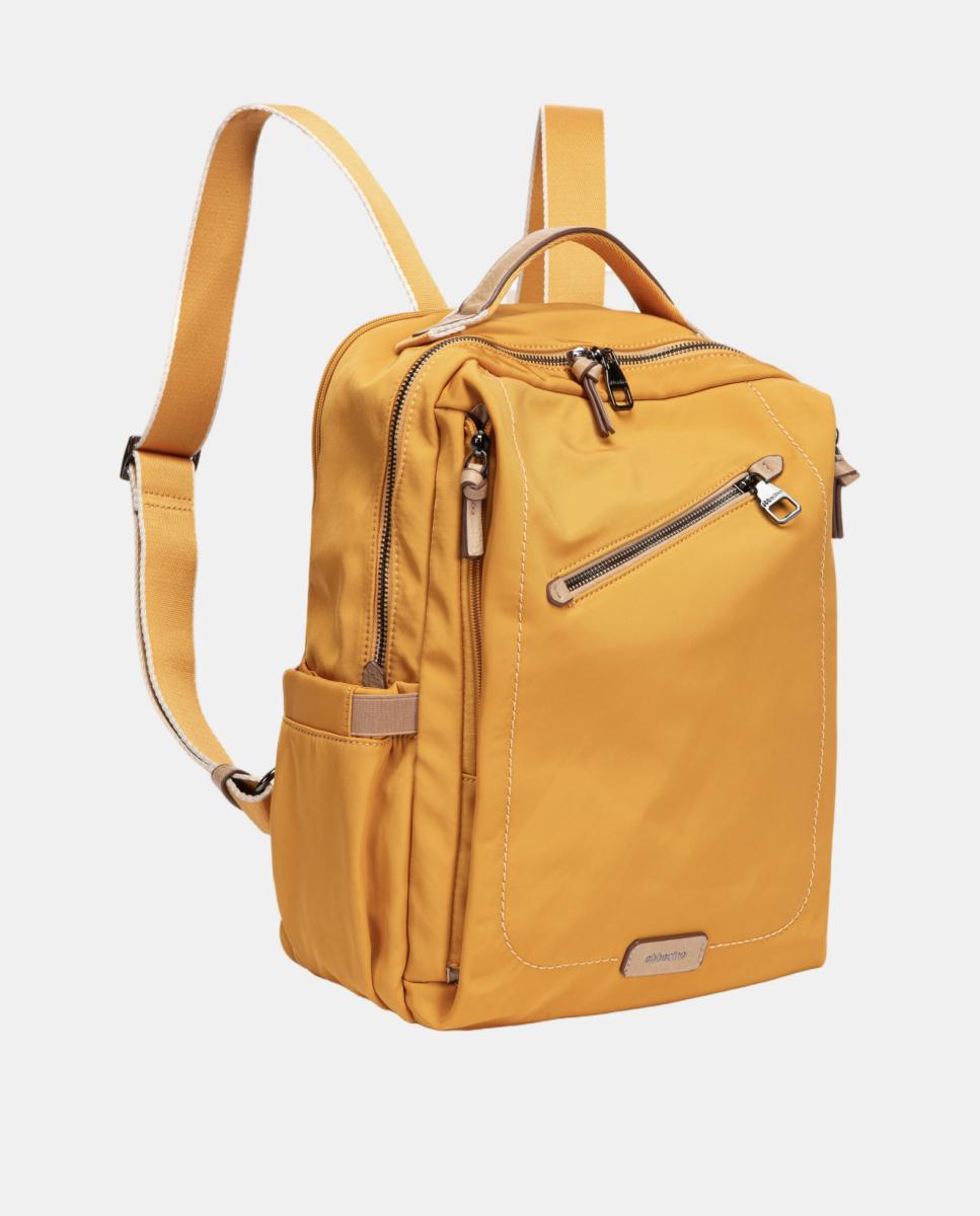 Mochila em Tecido com Fechos de Correr Amarelo-2