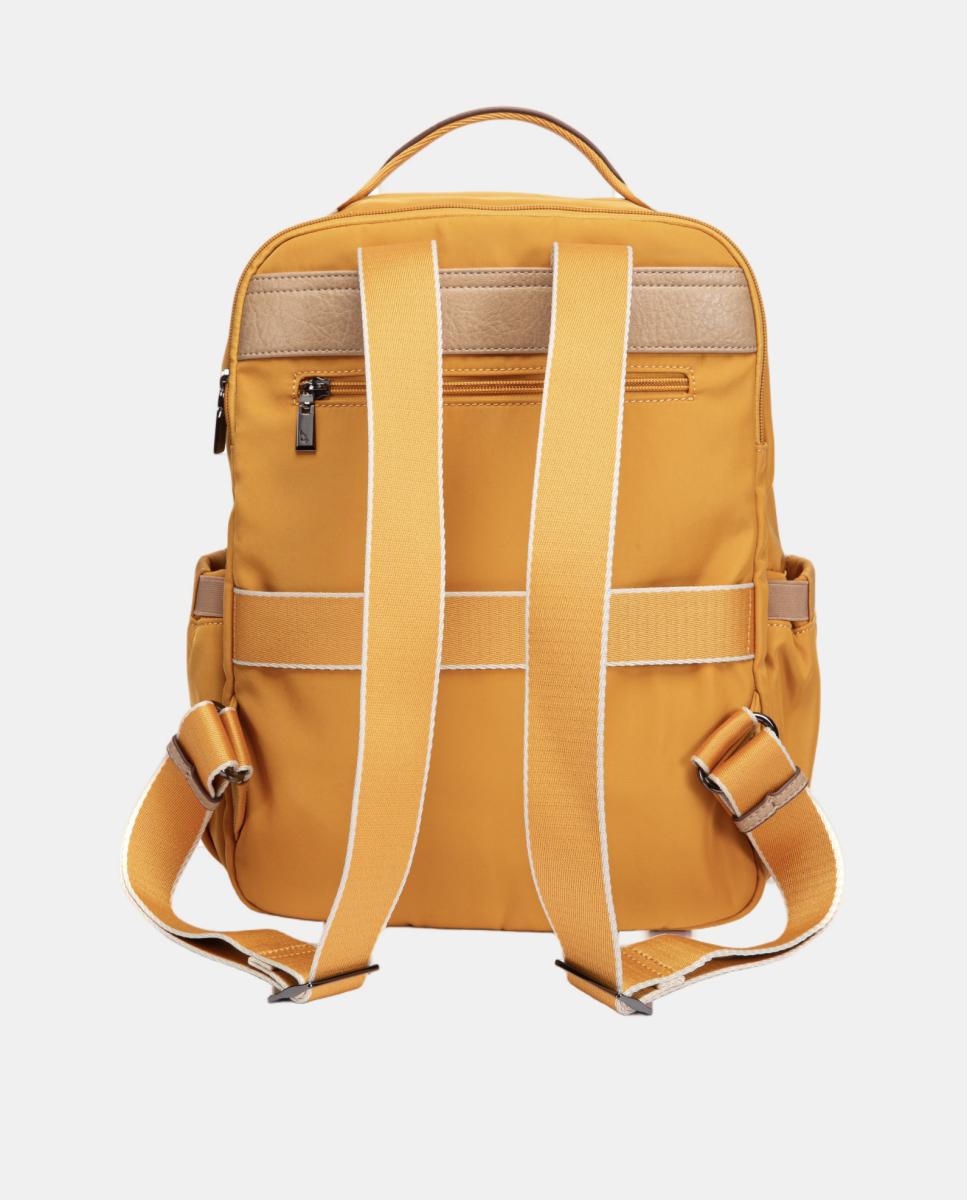 Mochila em Tecido com Fechos de Correr Amarelo-3