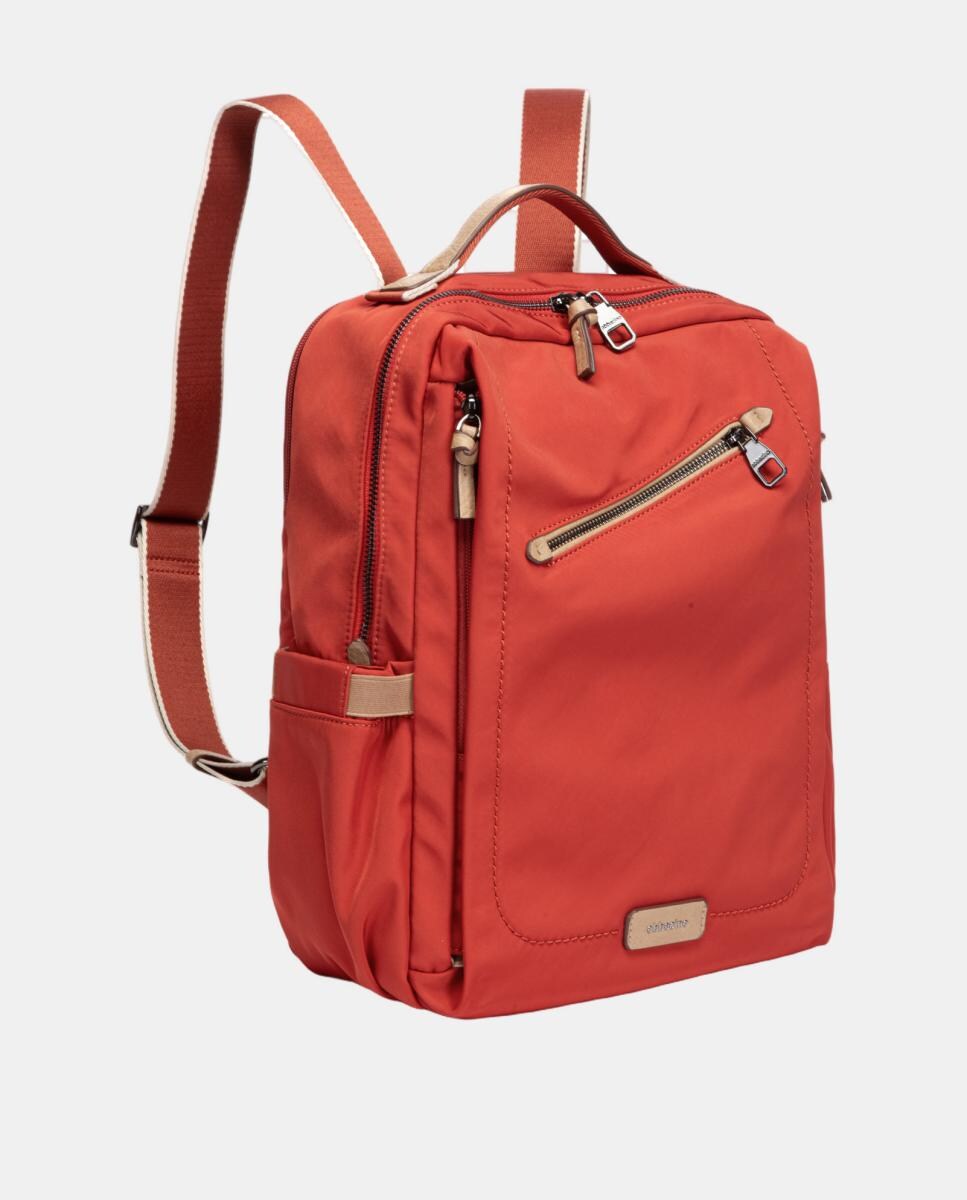 Mochila em Tecido com Fechos de Correr Vermelho-2