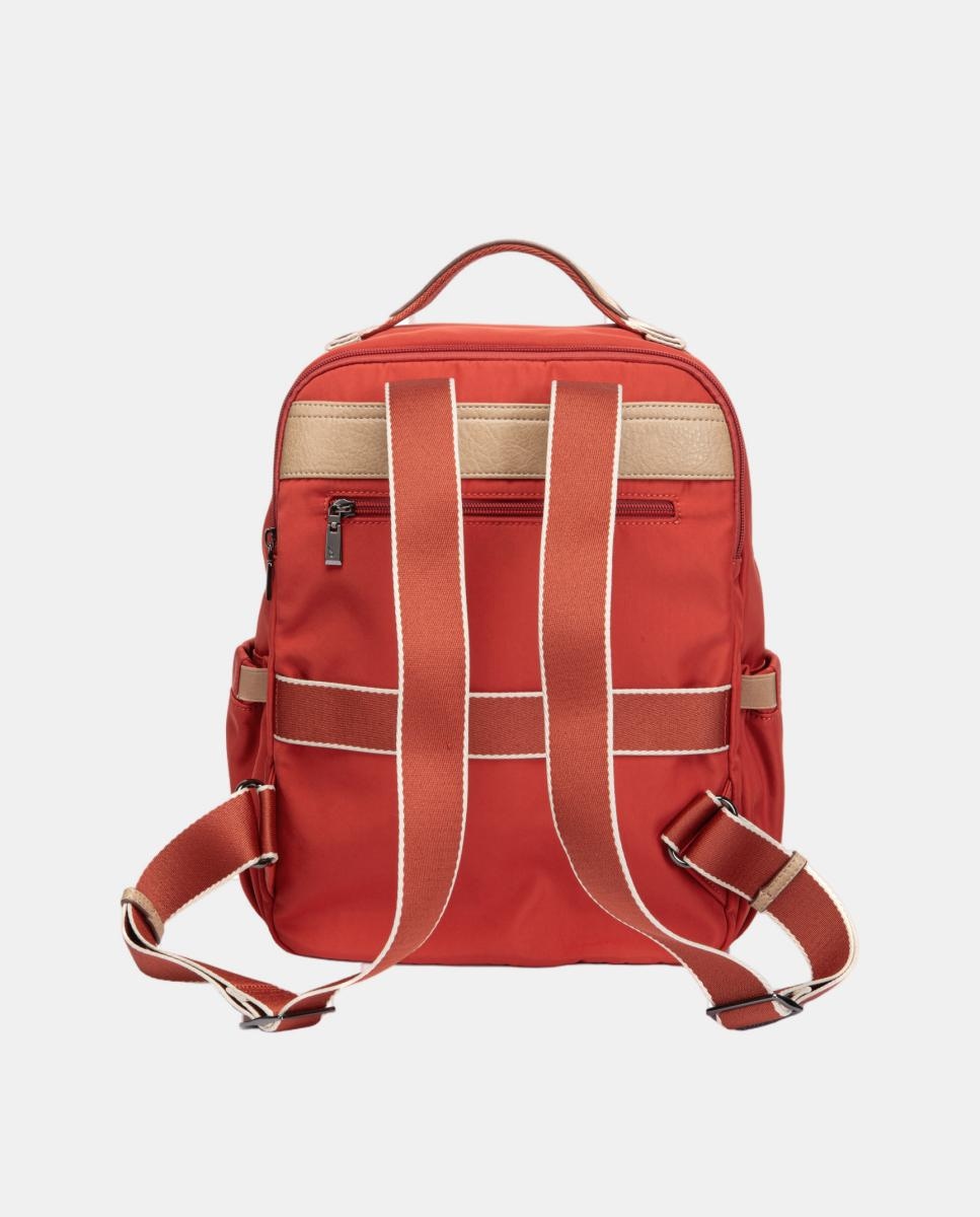 Mochila em Tecido com Fechos de Correr Vermelho-3