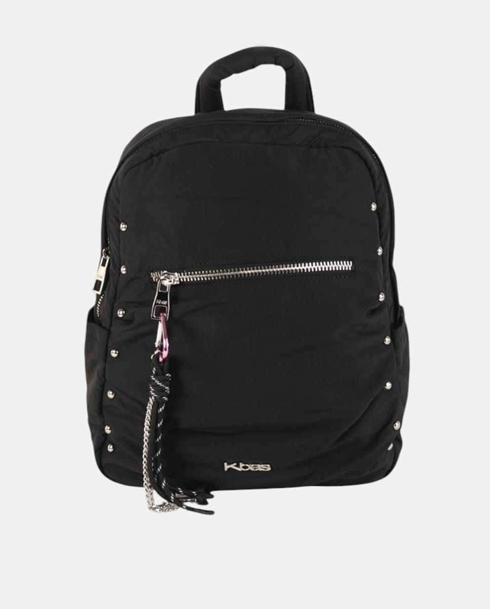 Imagem 0 de Mochila de Nylon Ligeiro com Bolso à Frente e Tachas Metálicas