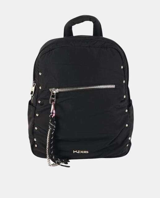 Imagem 0 de Mochila de Nylon Ligeiro com Bolso à Frente e Tachas Metálicas