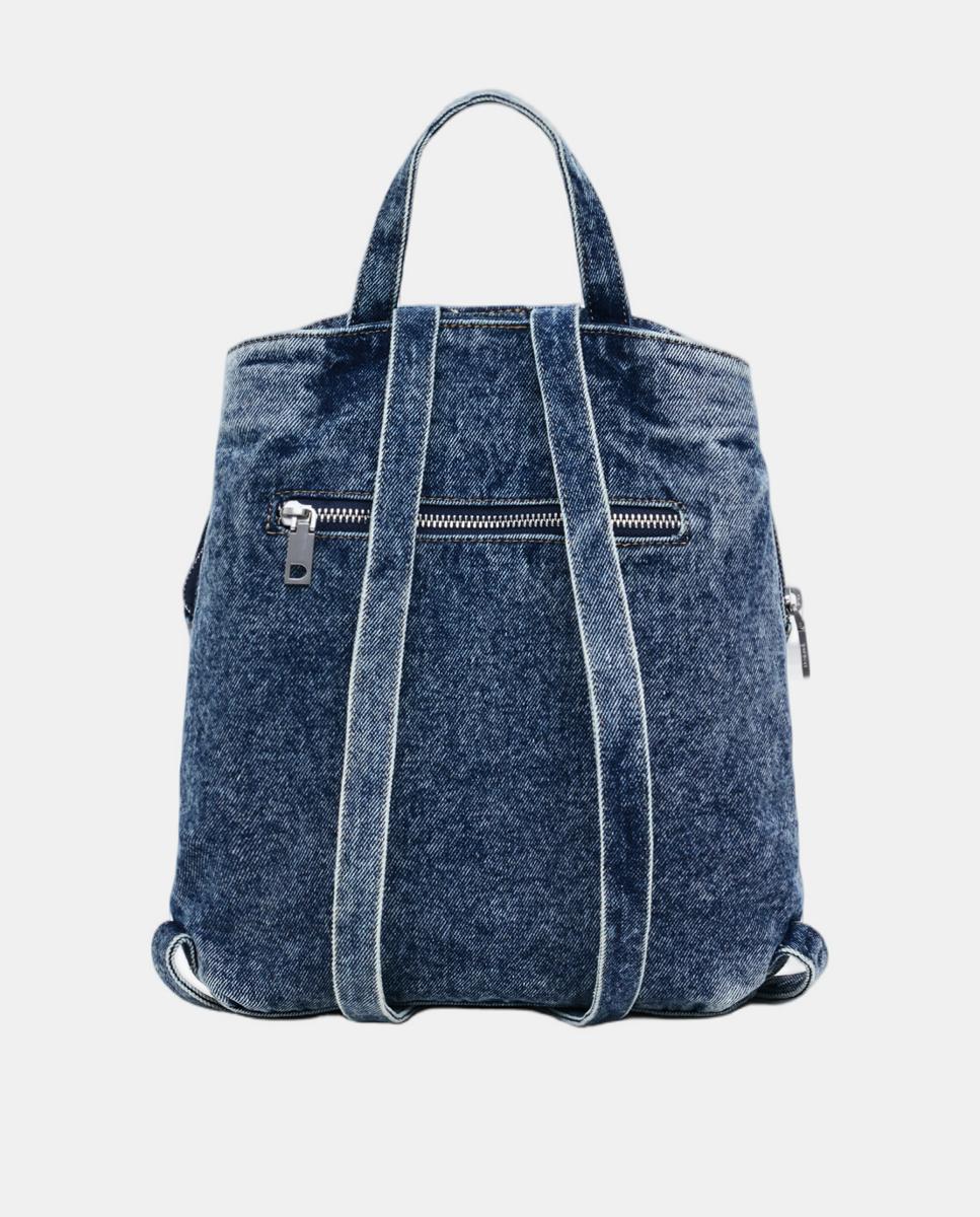 Mochila Pequena de Ganga com Estampado Floral Azul-marinho-3