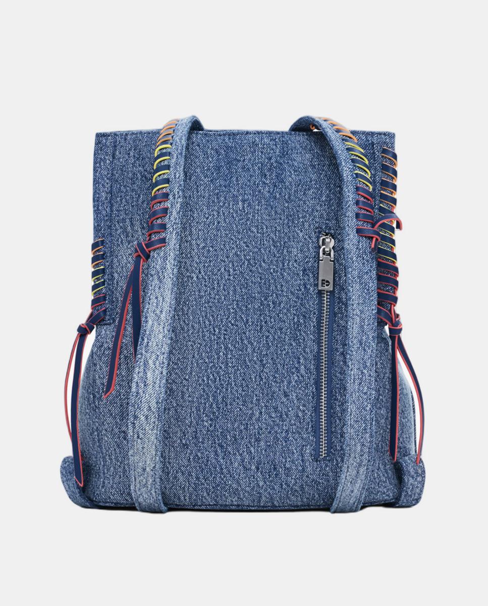 Mochila Pequena de Ganga com Coração Azul-claro-3