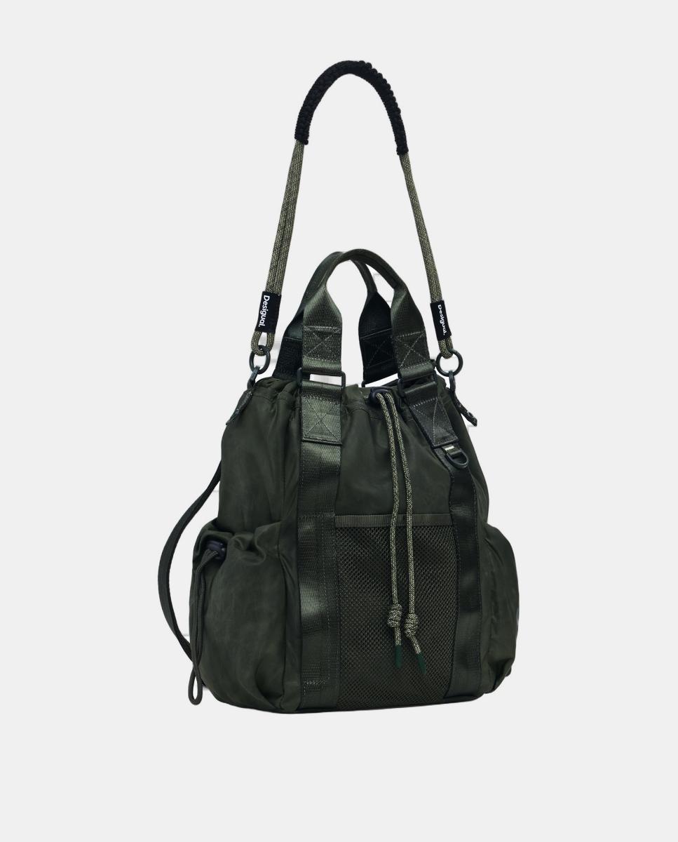Mochila Média Multiposições de Nylon Caqui-2