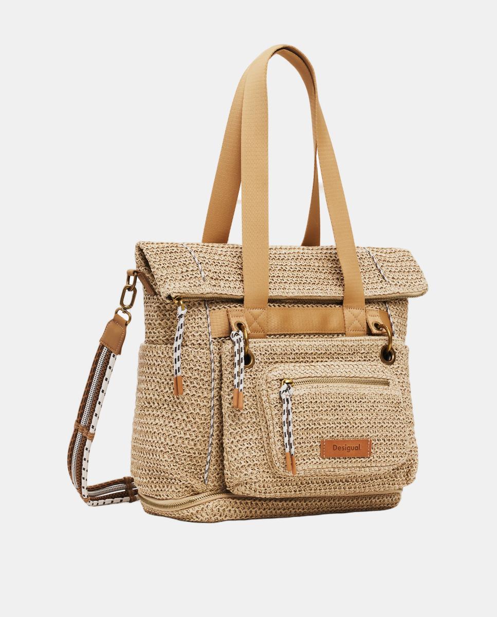 Mochila Multiposições Grande de Ráfia Natural-2