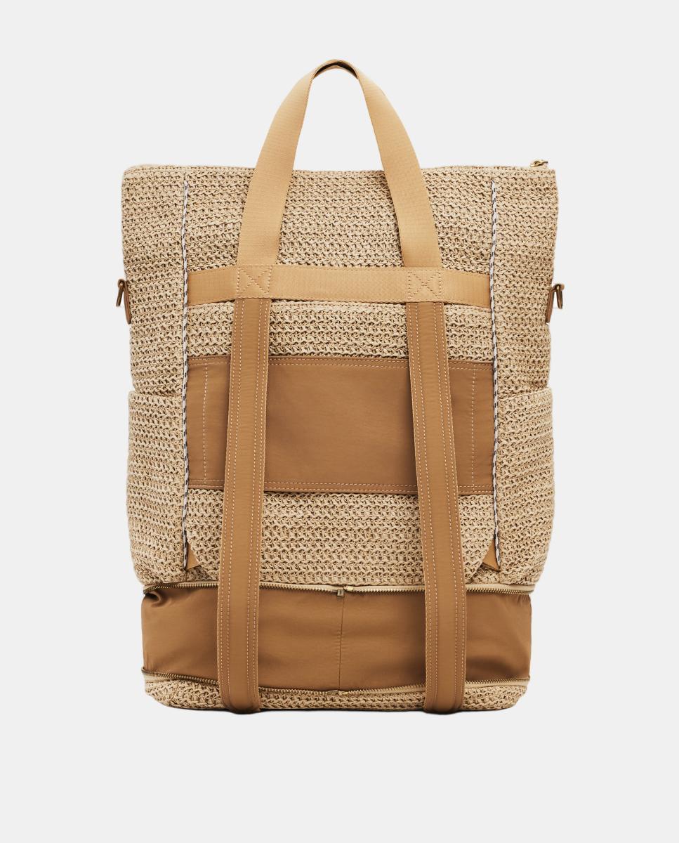 Mochila Multiposições Grande de Ráfia Natural-3