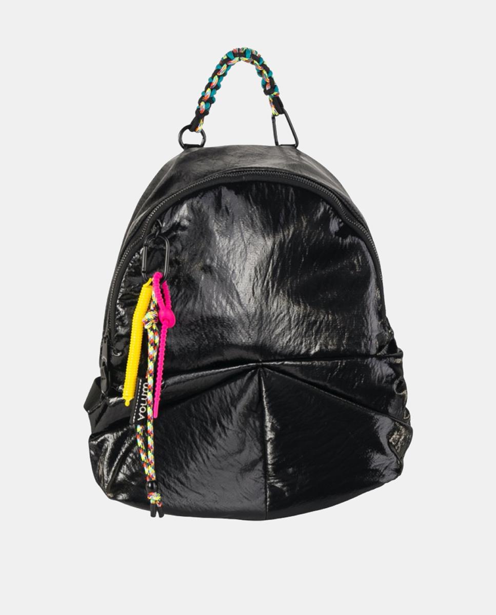 Imagem 0 de Mochila de Tamanho Médio em Nylon Crinkle com Fecho de Correr e Alça Entrelaçada Decorativa