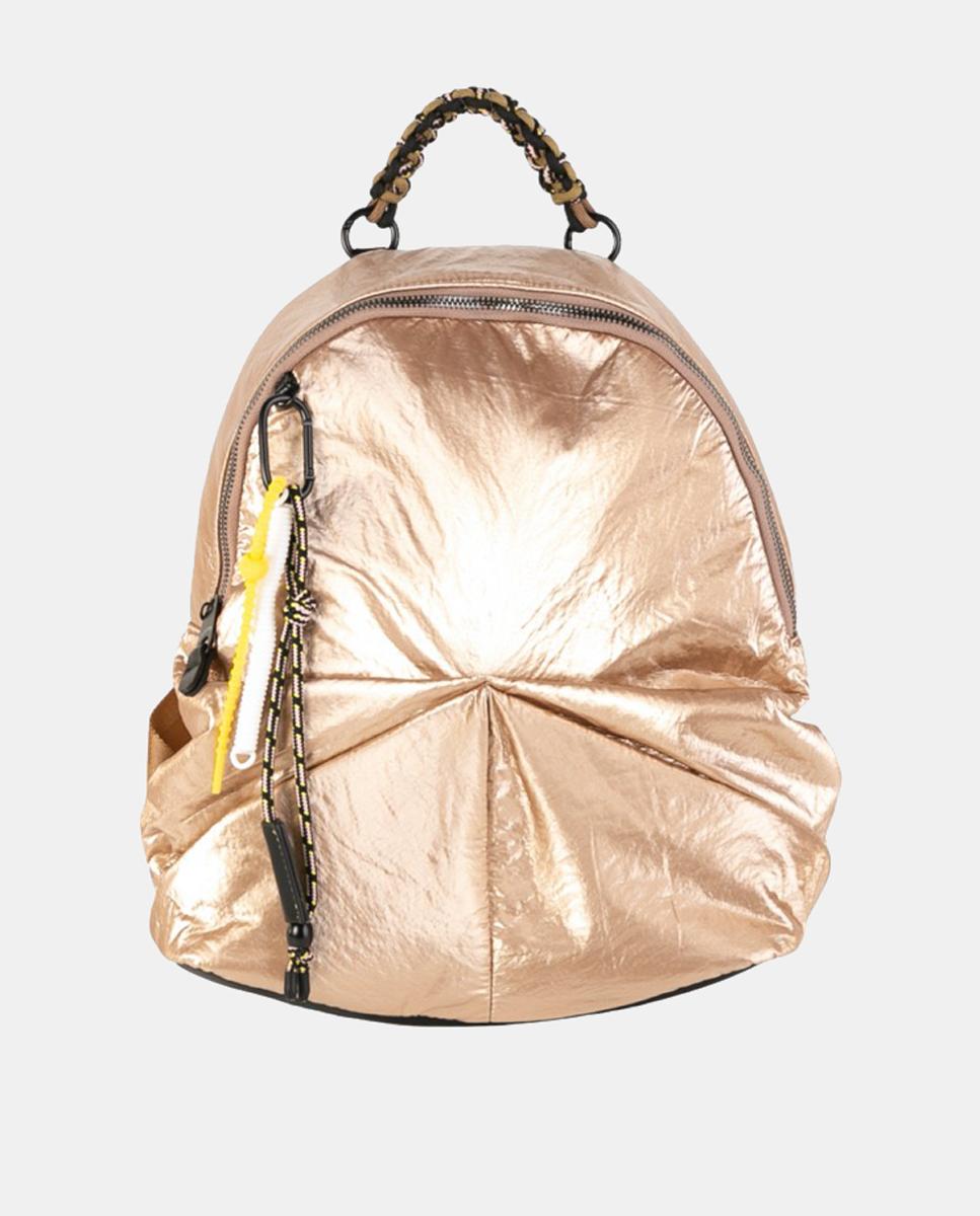 Imagem 0 de Mochila de Tamanho Médio em Nylon Crinkle com Fecho de Correr e Alça Entrelaçada Decorativa