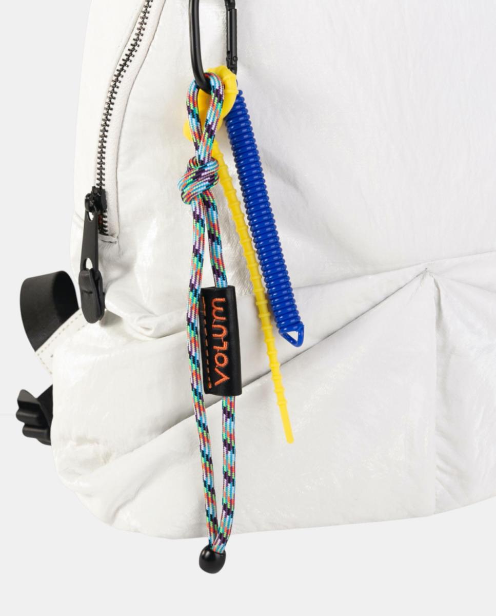 Mochila de Tamanho Médio em Nylon Crinkle com Fecho de Correr e Alça Entrelaçada Decorativa Branco-2
