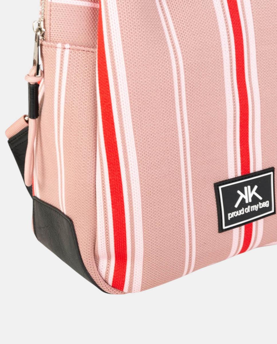 Mochila de Tamanho Médio em Algodão Resistente com Alça Superior e Alças Ajustáveis Rosa-2