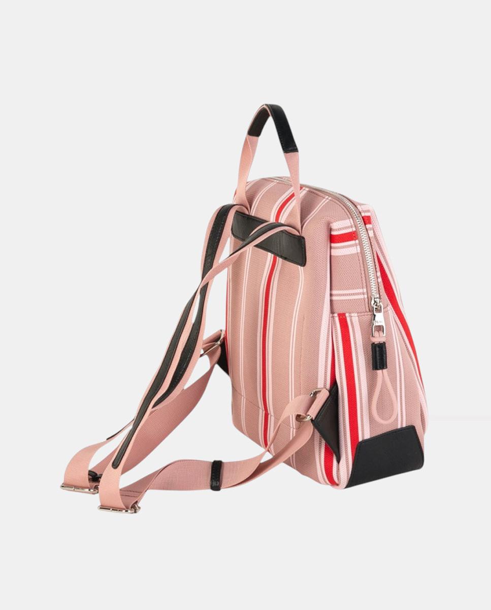 Mochila de Tamanho Médio em Algodão Resistente com Alça Superior e Alças Ajustáveis Rosa-3