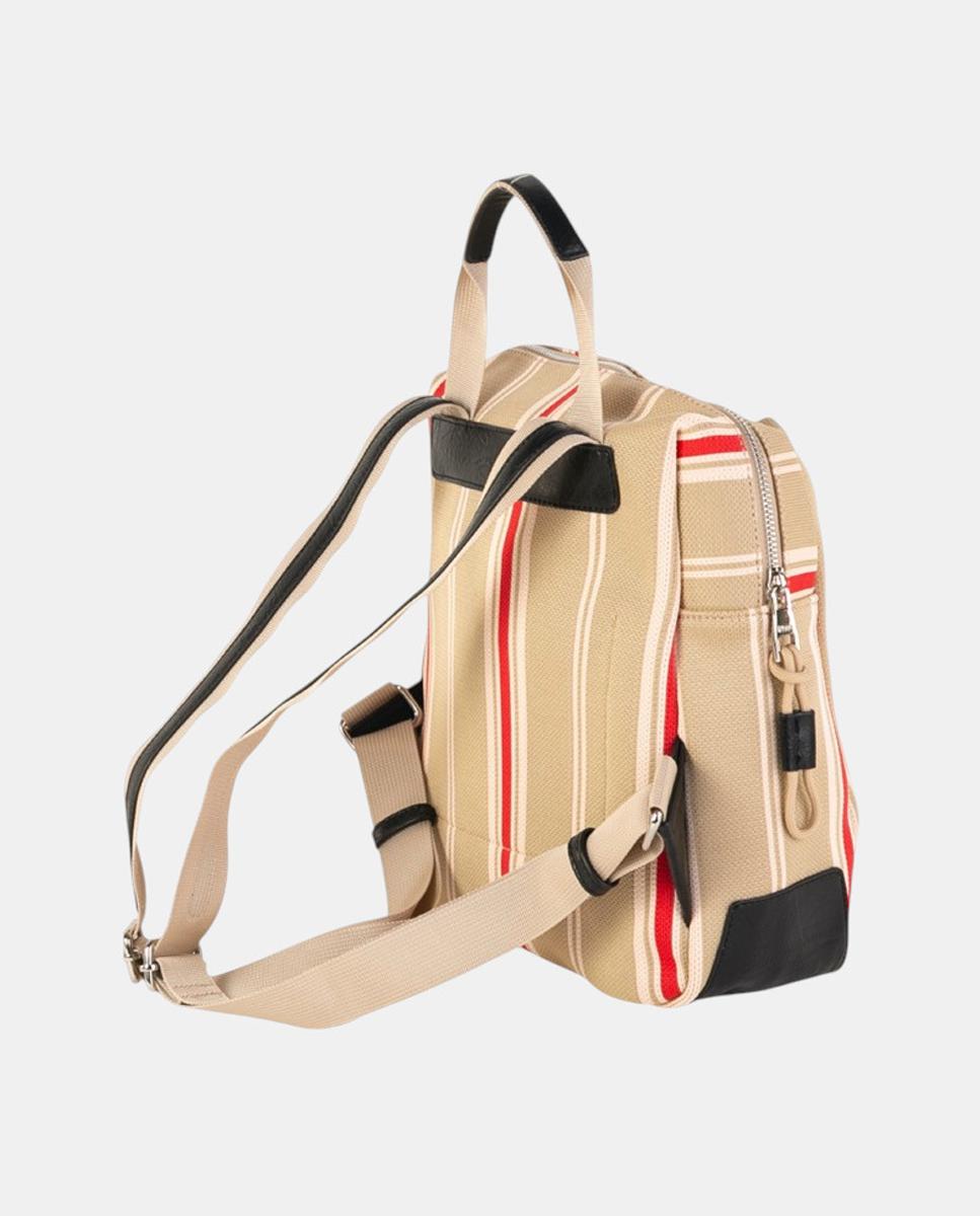 Mochila de Tamanho Médio em Algodão Resistente com Alça Superior e Alças Ajustáveis Creme-3