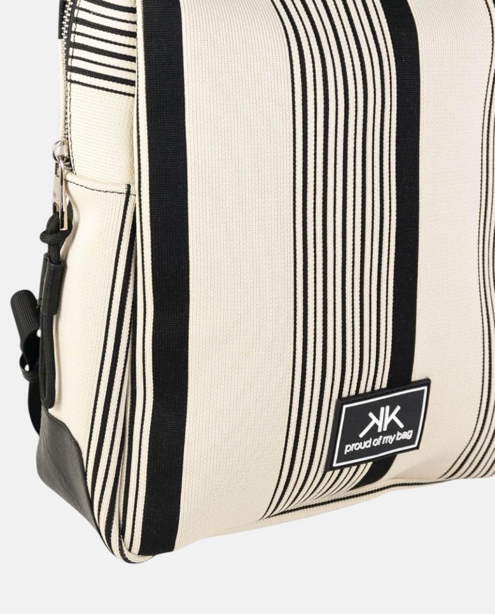 Mochila de Tamanho Médio em Algodão Resistente com Alça Superior e Alças Ajustáveis Preto-2